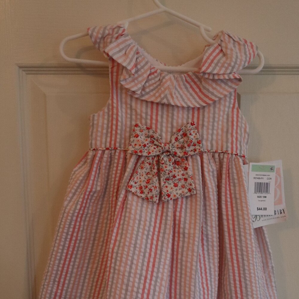 Girls Spring Dress with Floral bow 18m New Bonnie Baby
